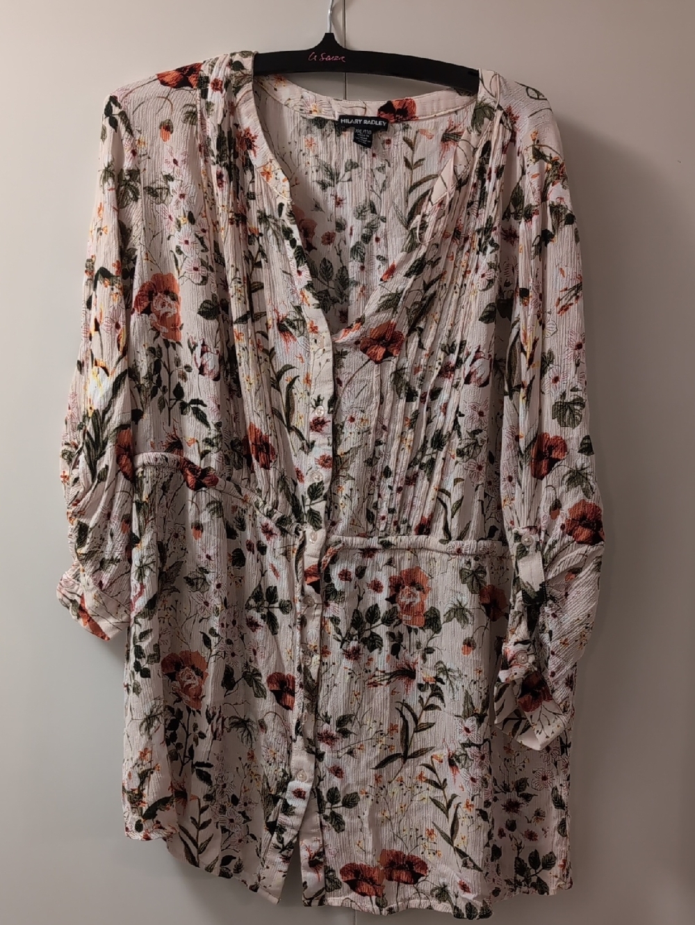 Hilary Radley Floral Button-Front Tunic in Peachy Pink